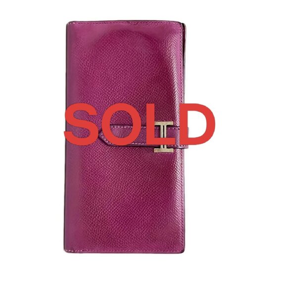 HERMES Bearn Souffle - Anemone Veau Epsom square K Long Wallet 350-050925 - Picture 1 of 5